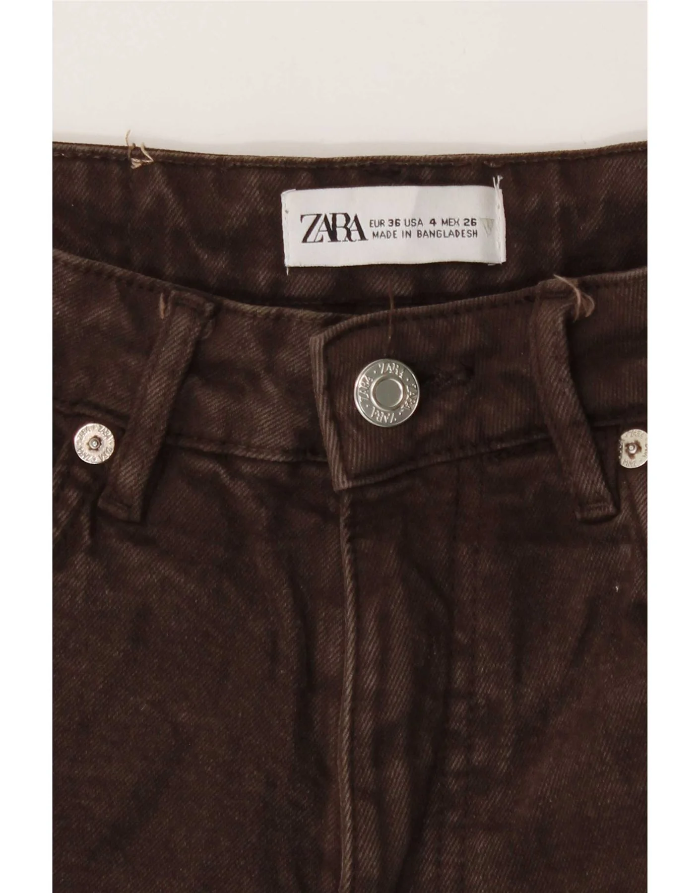 Zara Womens Slim Jeans EU 36 XS W26 L31 Brown Cotton - Image 3