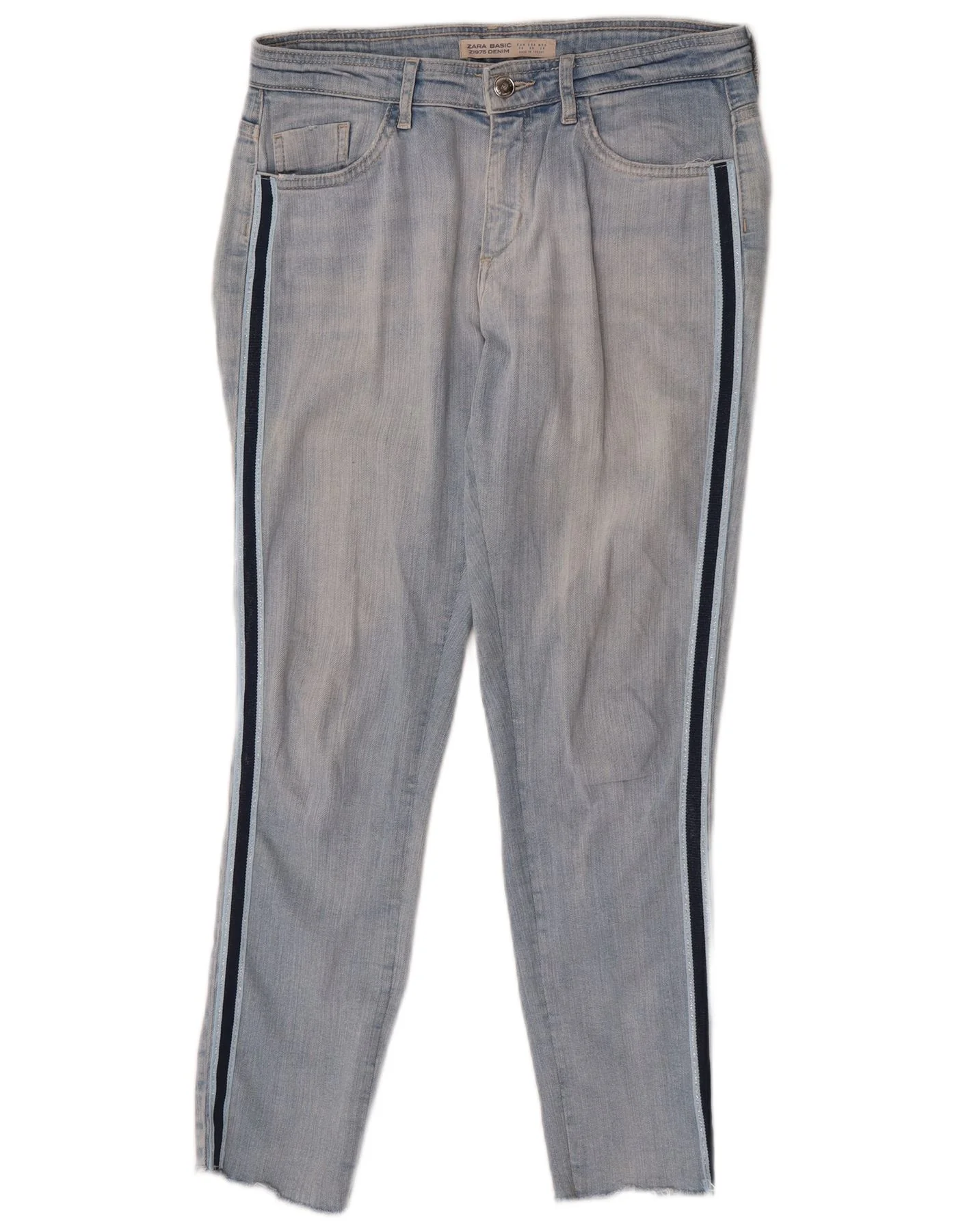 Zara Womens Slim Jeans EU 38 Small W28 L27 Blue Colourblock