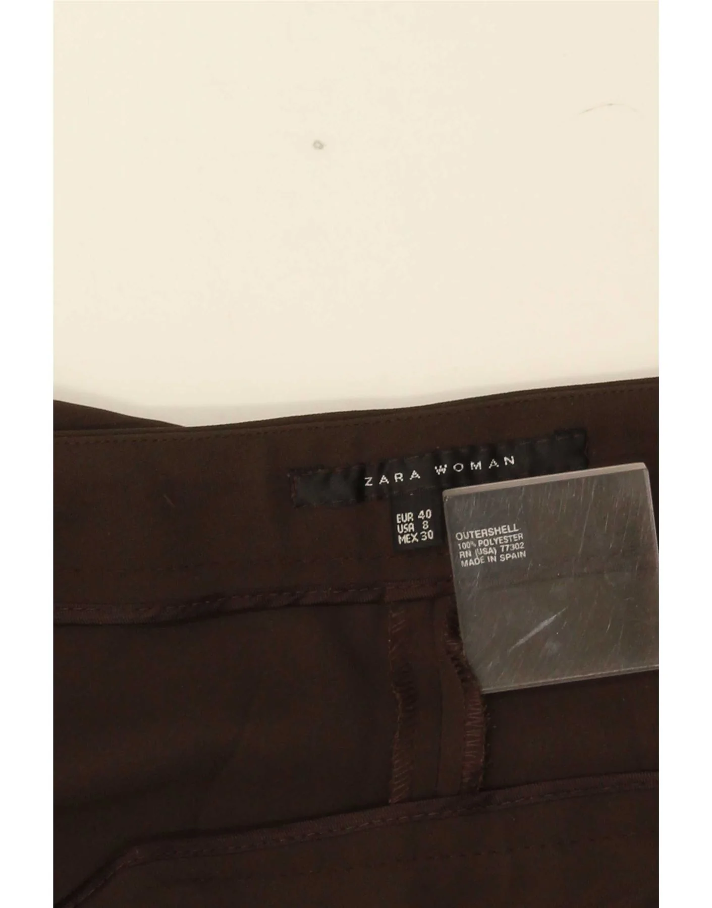 Zara Womens Straight Casual Trousers EU 40 Medium W30 L28 Brown Polyester - Image 3