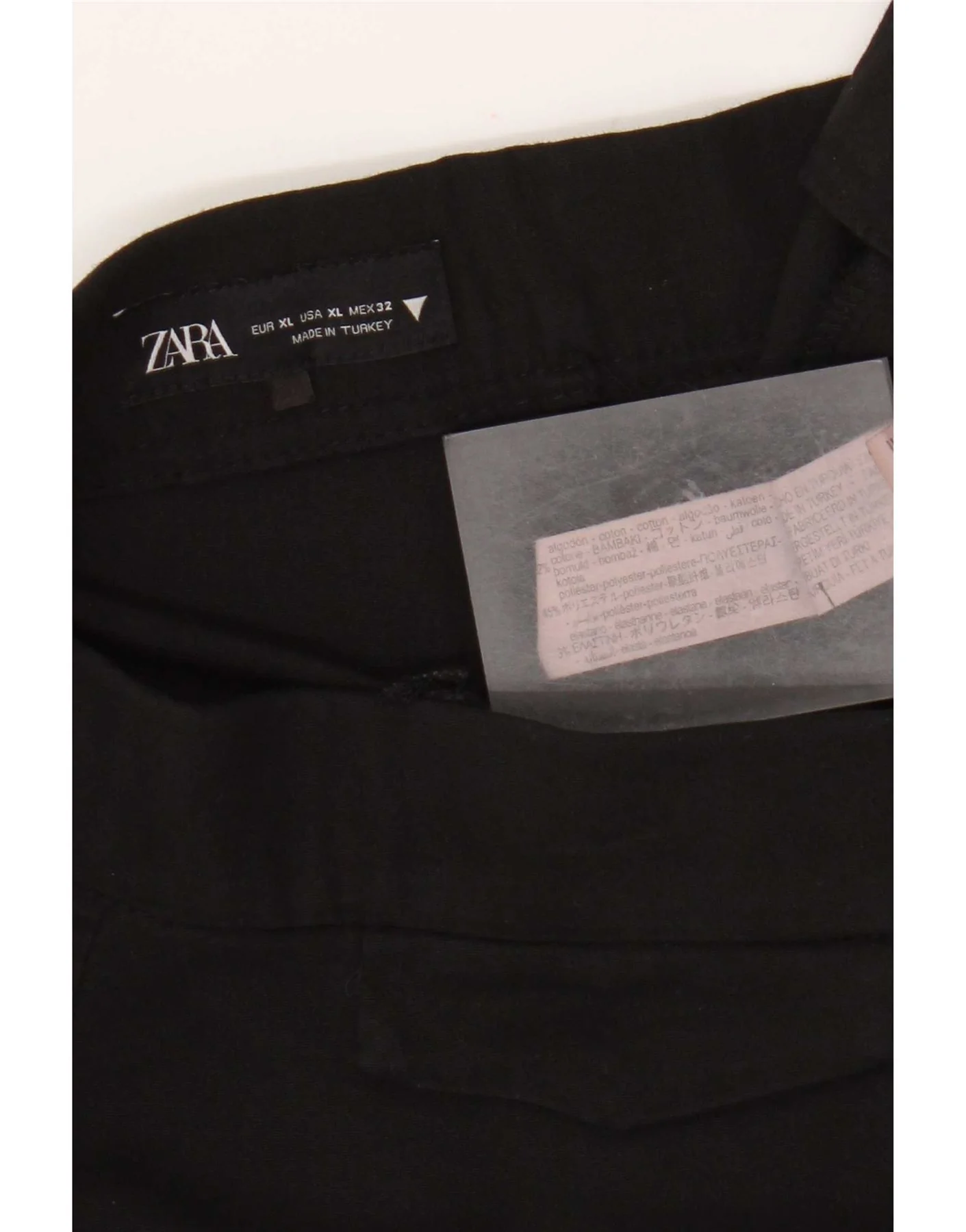 Zara Womens Straight Casual Trousers XL W32 L25 Black Cotton - Image 3