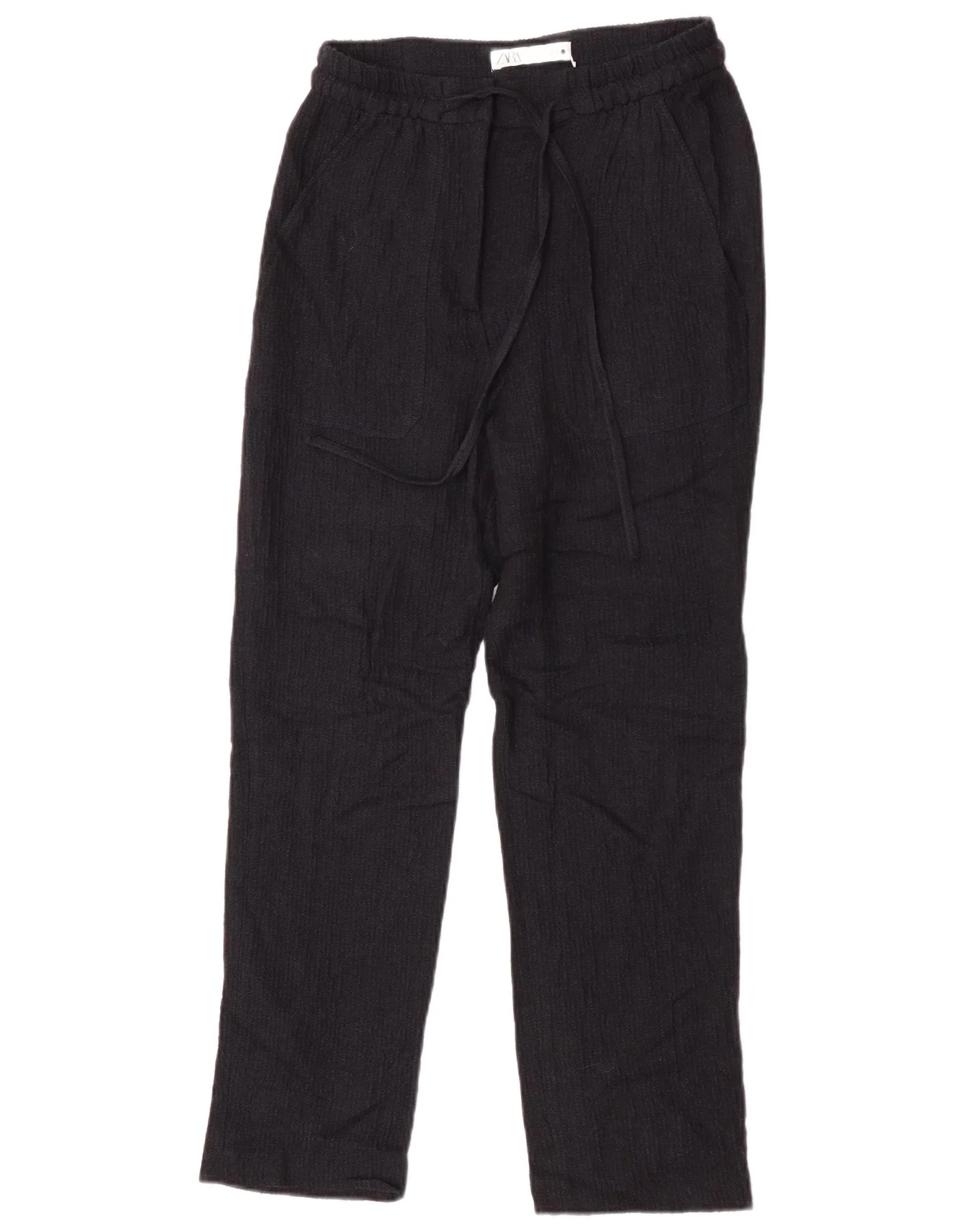 Zara Womens Straight Casual Trousers XS W24 L28 Black