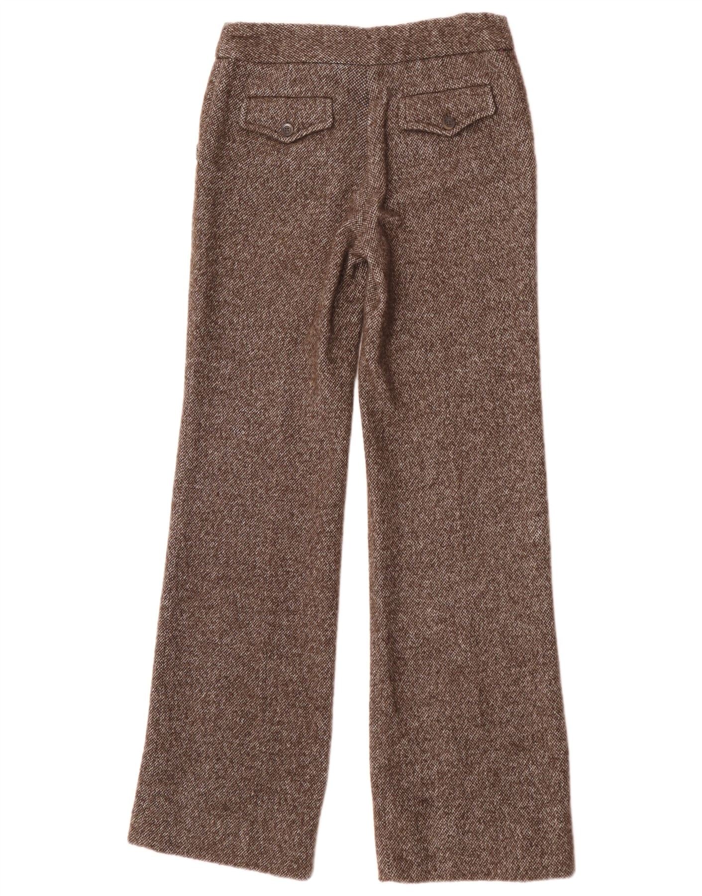 Zara Womens Straight Chino Trousers EU 36 XS W26 L33 Brown Flecked Wool - Image 2