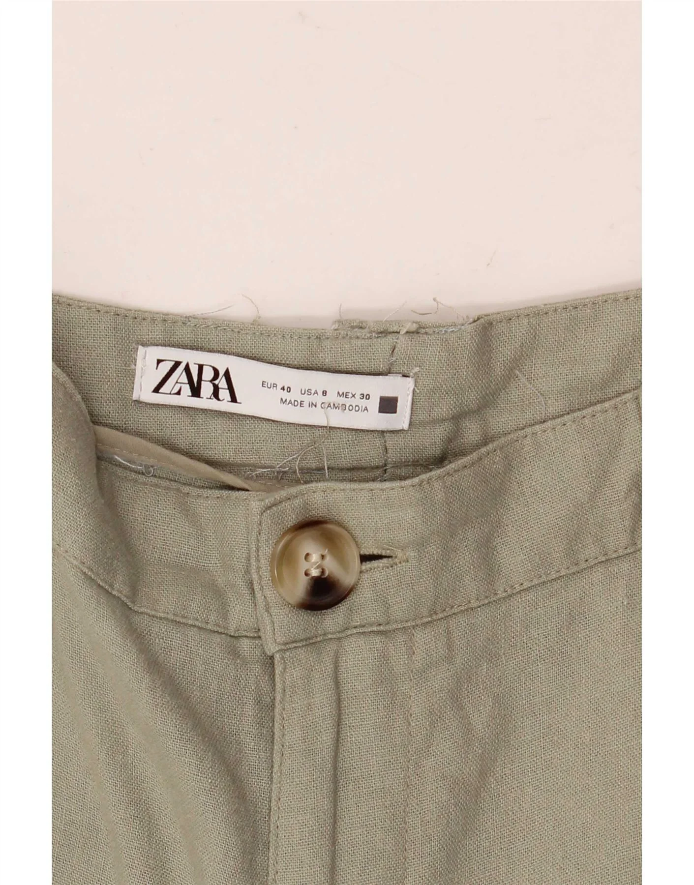 Zara Womens Straight Chino Trousers EU 40 Medium W30 L27 Khaki - Image 4