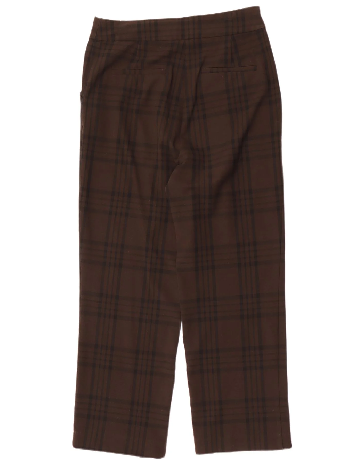 Zara Womens Straight Chino Trousers Large W30 L29 Brown Check Polyester - Image 2
