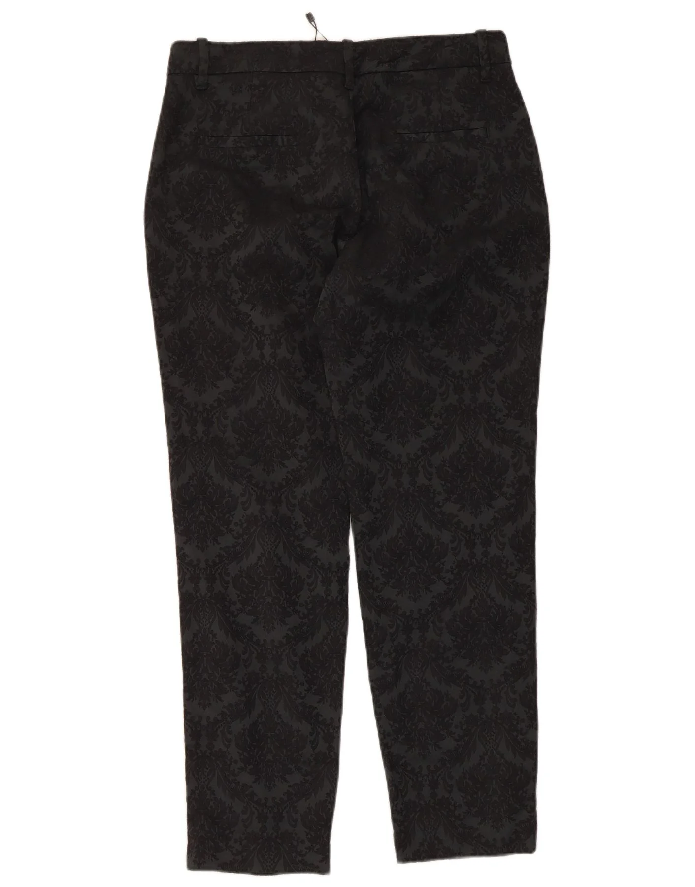 Zara Womens Straight Chino Trousers Medium W28 L27 Black Floral Cotton - Image 2