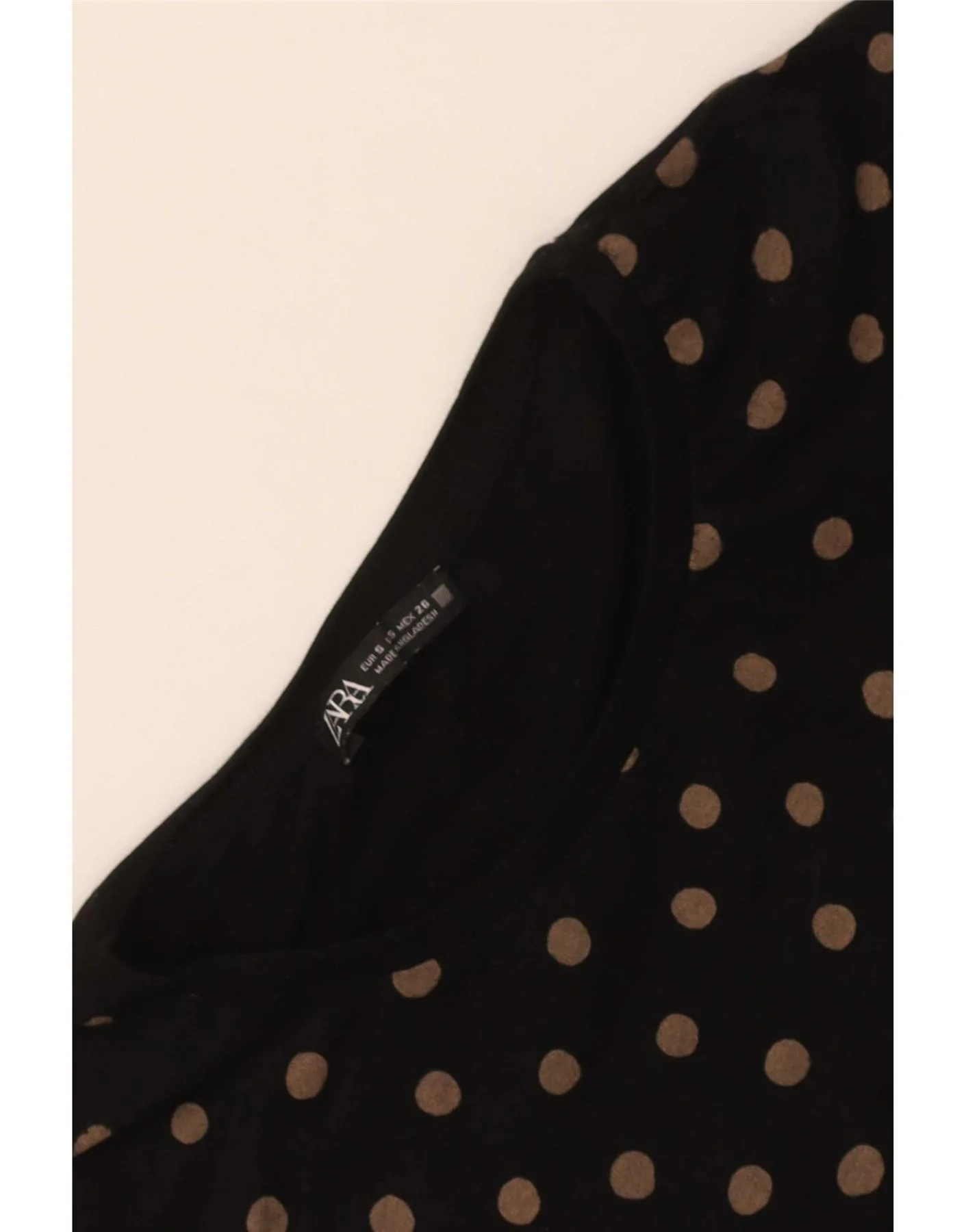 Zara Womens T-Shirt Top UK 10 Small Black Polka Dot - Image 3