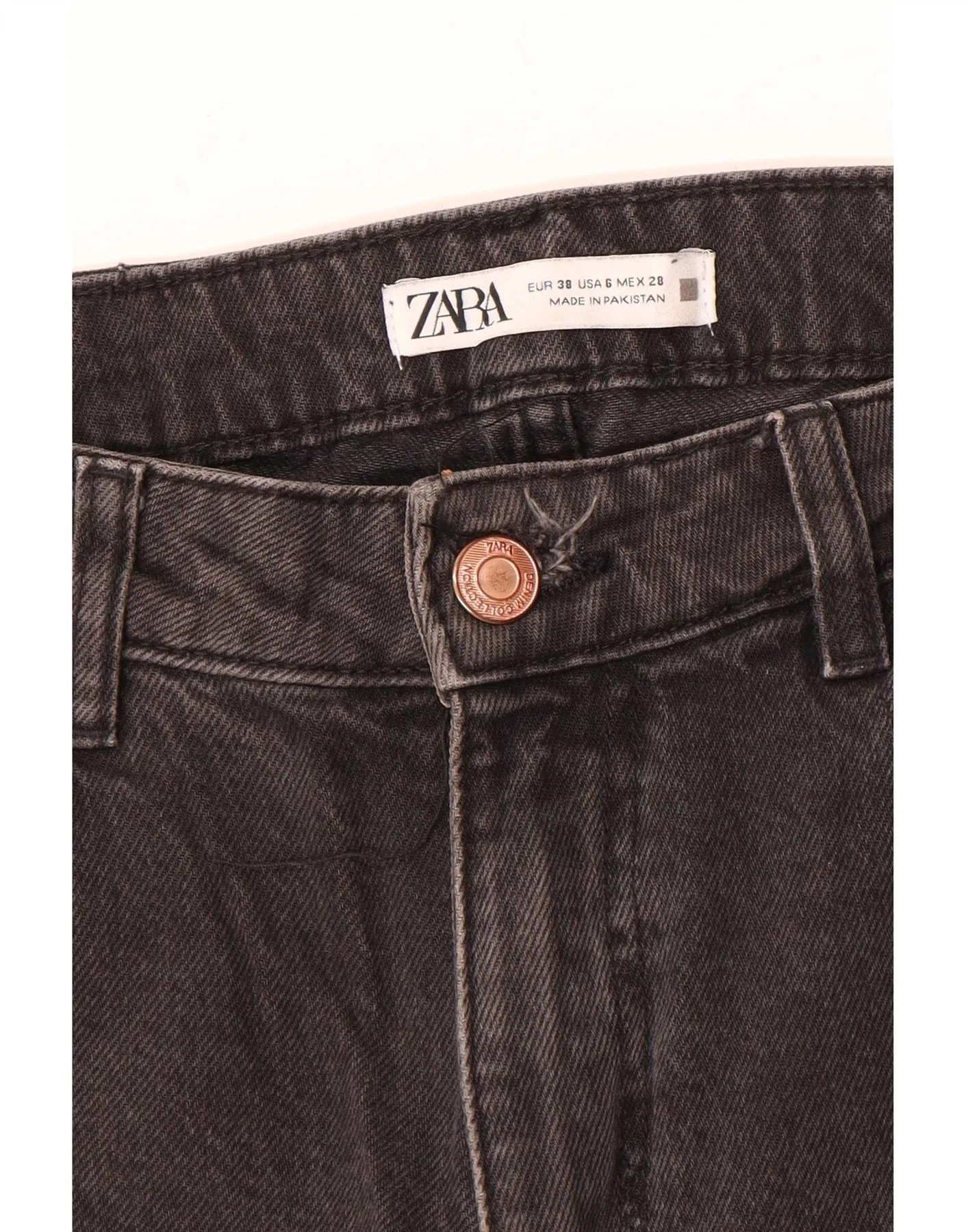 Zara Womens Tapered Jeans EU 38 Small W28 L28 Grey - Image 3