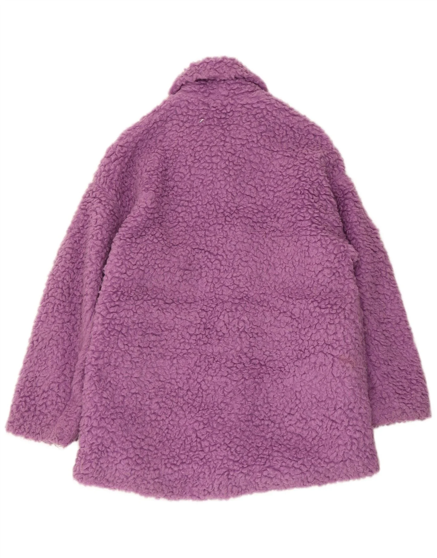 Zara Womens Teddy Bear Oversized Overcoat UK 6 XS Purple Acrylic - Image 2