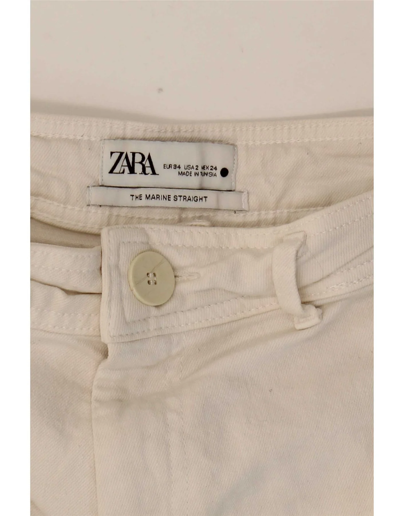 Zara Womens The Marine High Waist Straight Jeans EU 34 2XS W24 L26 White - Image 6