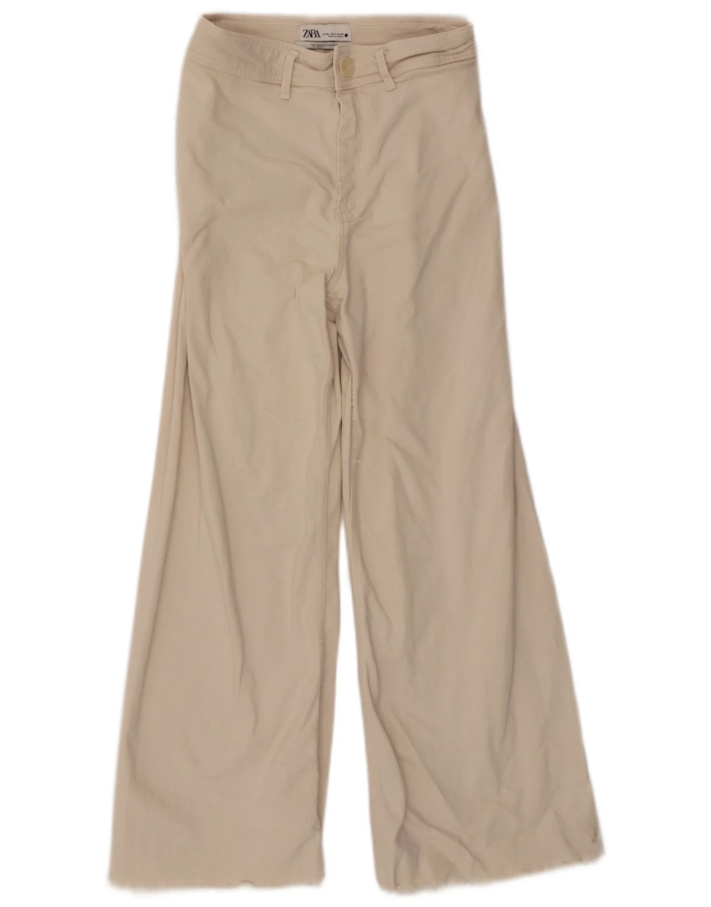 Zara Womens The Marine Straight Jeans EU 38 NSmall W28 L28 Beige Cotton