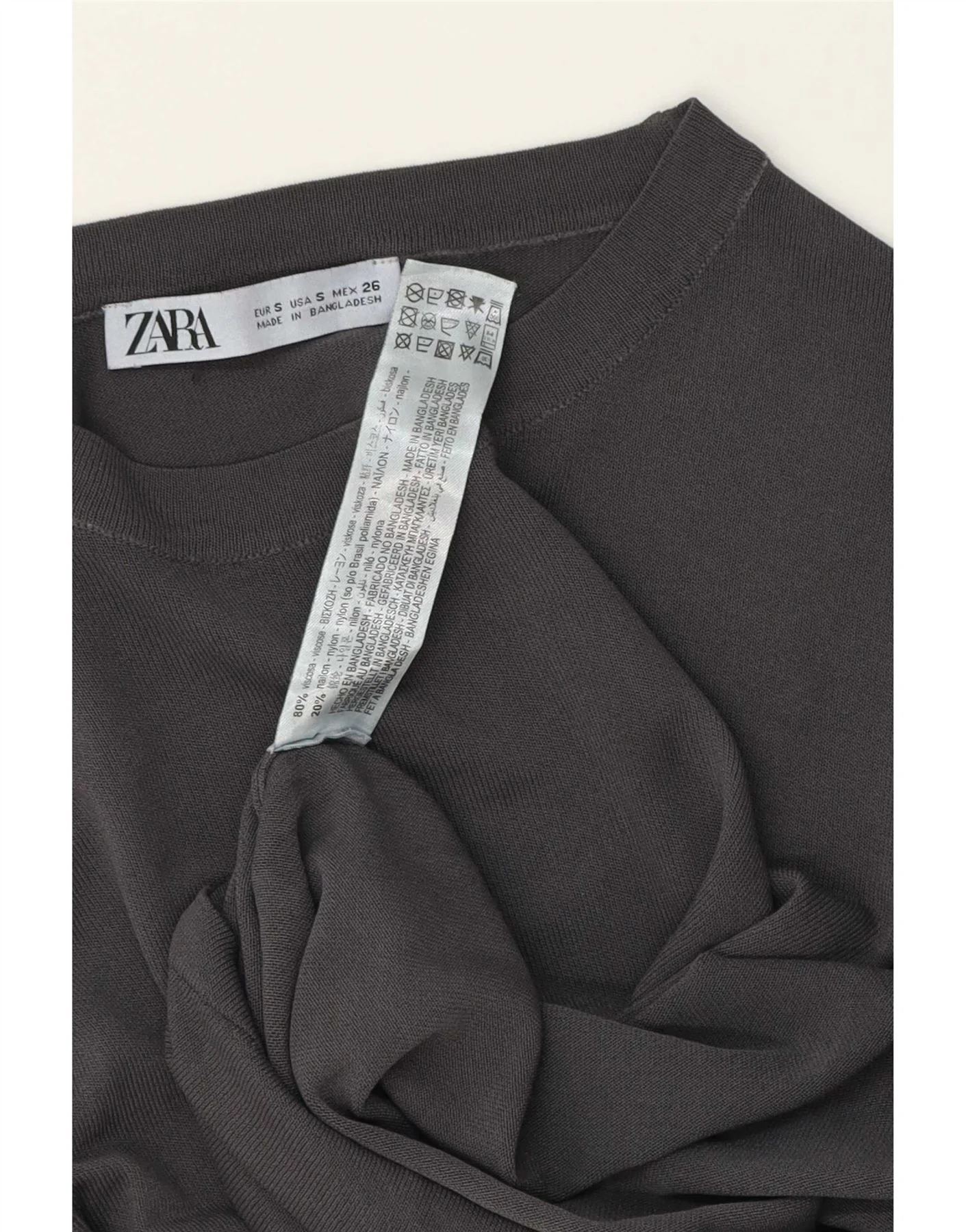 Zara Womens Top Long Sleeve UK 10 Small Grey Viscose - Image 4