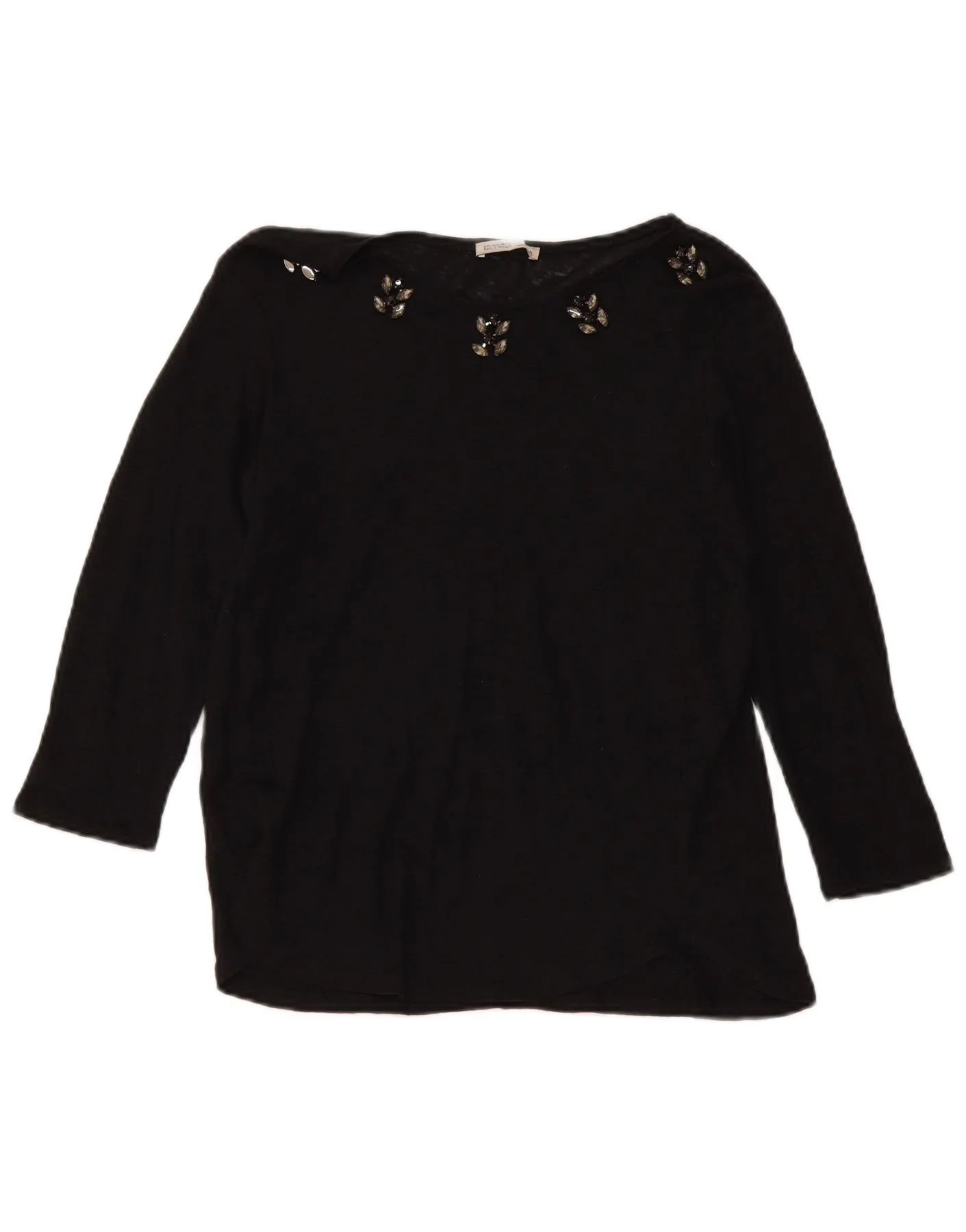 Zara Womens Top Long Sleeve UK 14 Large Black