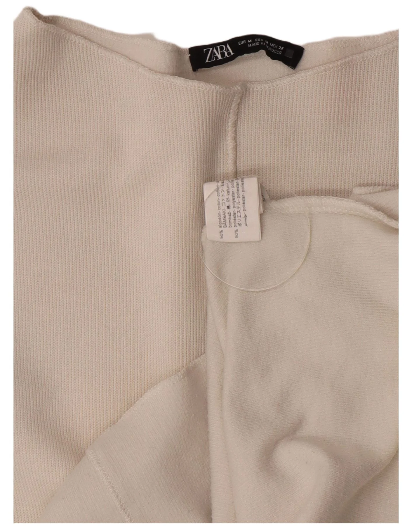 Zara Womens Top Long Sleeve UK 14 Medium White Cotton - Image 5