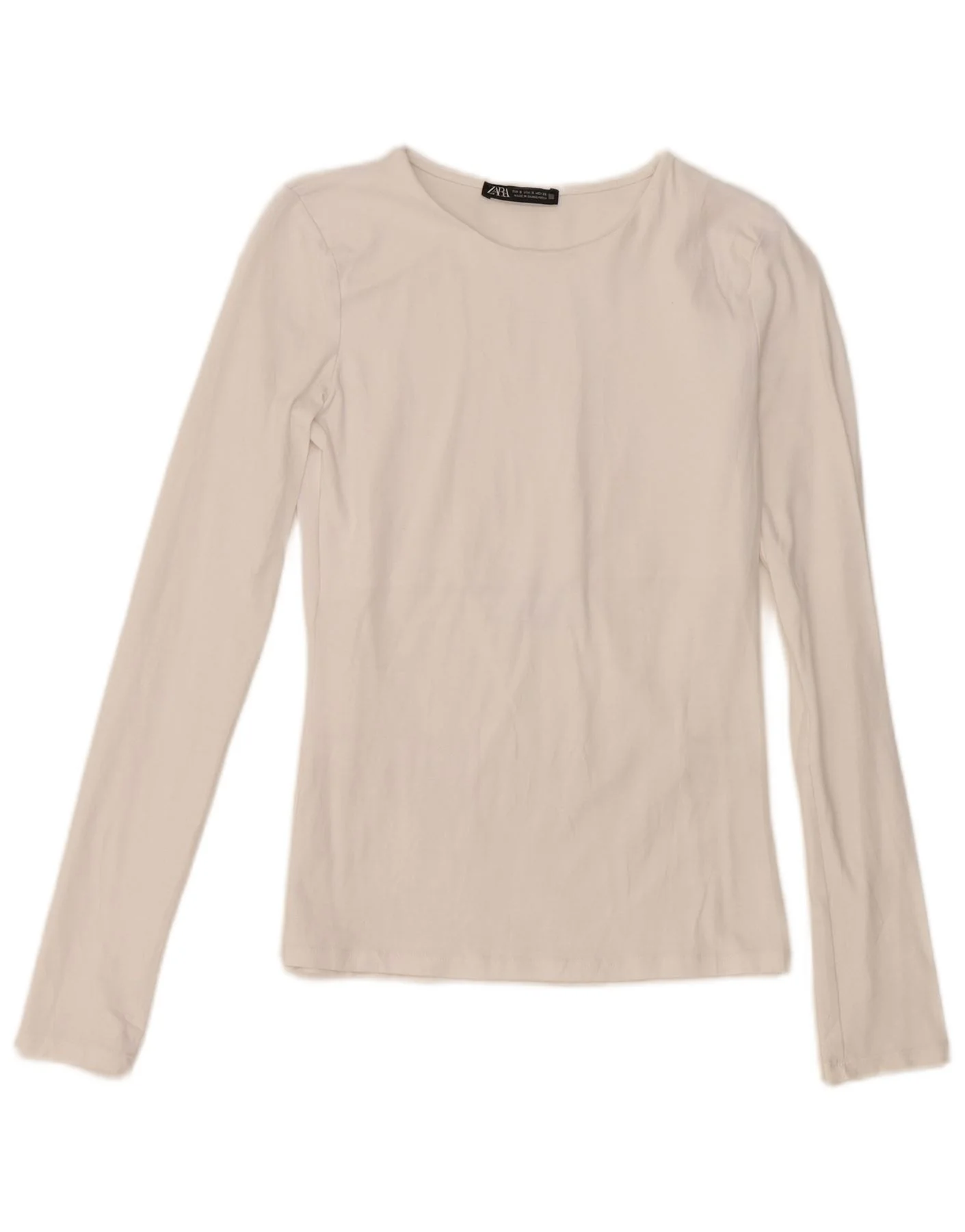 Zara Womens Top Long Sleeve UK 8 Small White Cotton