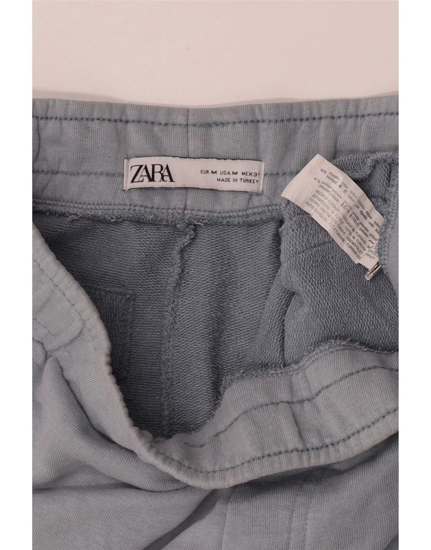 Zara Womens Tracksuit Trousers Joggers UK 12 Medium Blue Cotton - Image 5