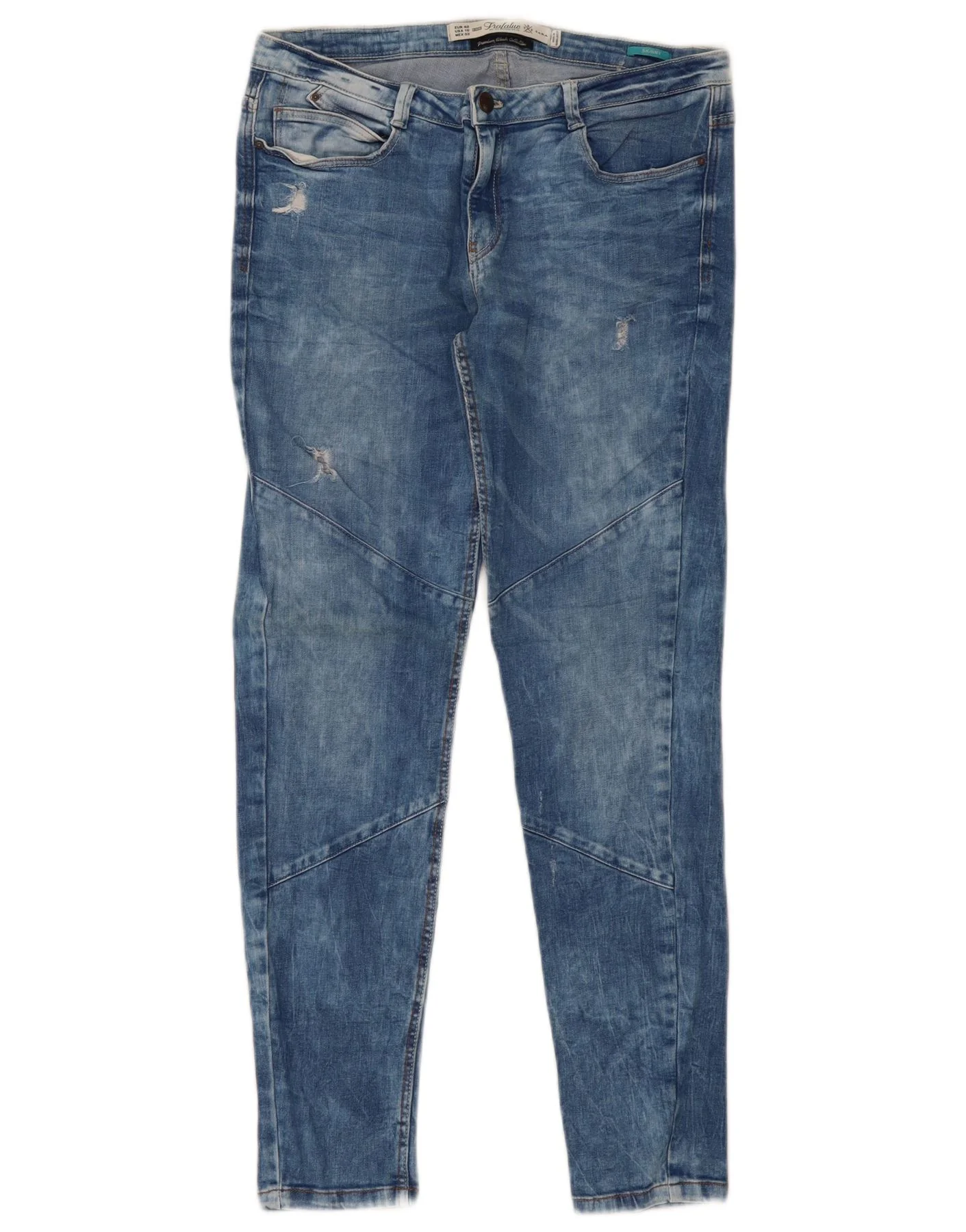 Zara Womens Trafaluc Acid Wash Skinny Jeans EU 42 Large W32 L30 Blue