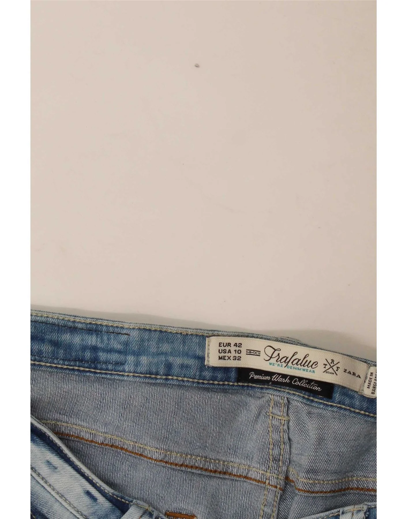 Zara Womens Trafaluc Acid Wash Skinny Jeans EU 42 Large W32 L30 Blue - Image 3