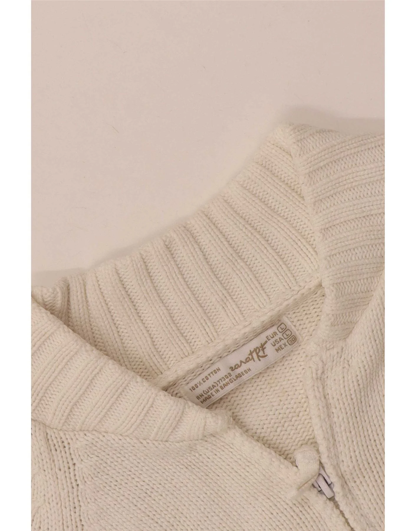 Zara Womens Trafaluc Crop Full Zip Cardigan Sweater UK 14 Large White - Image 4