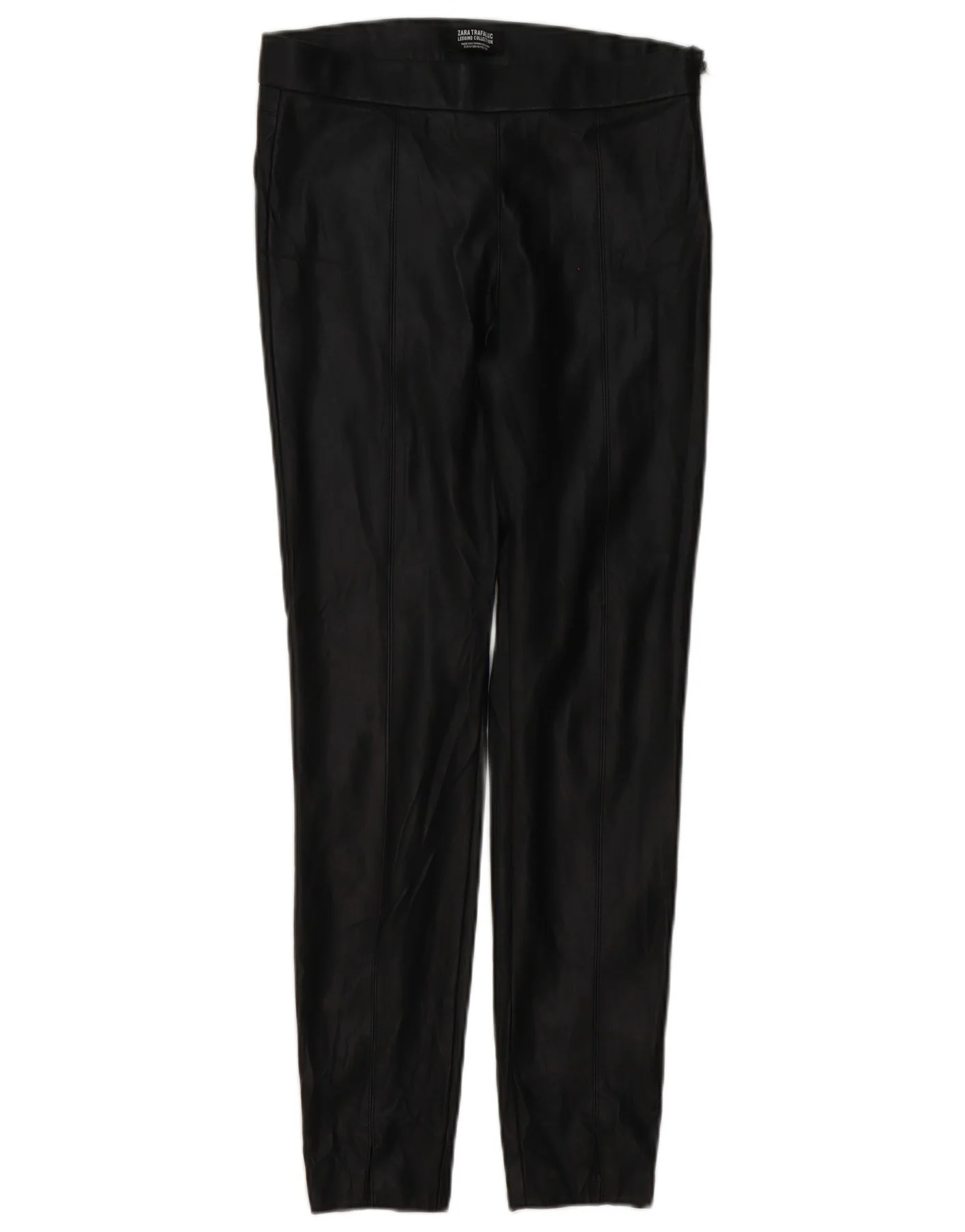 Zara Womens Trafaluc Faux Leather Leggings UK 12 Medium Black