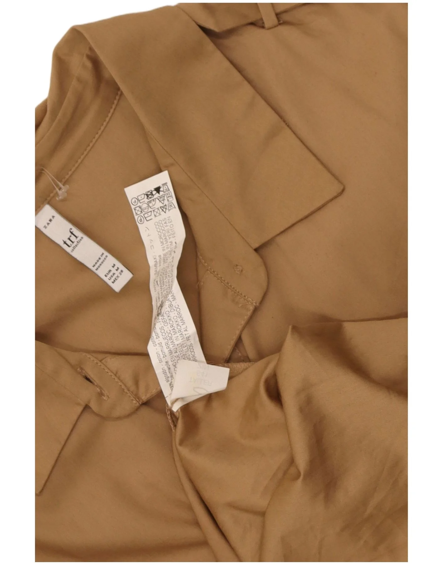 Zara Womens Trafaluc Military Shirt Dress UK 14 Medium Beige Cotton - Image 3