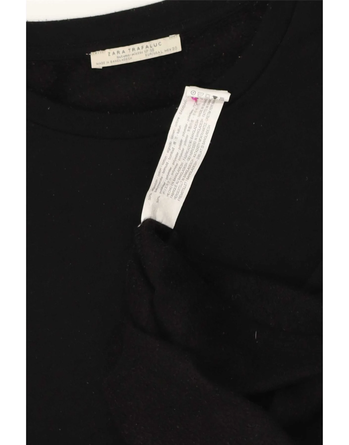 Zara Womens Trafaluc Oversized Blouse Top UK 16 Large Black Cotton - Image 3