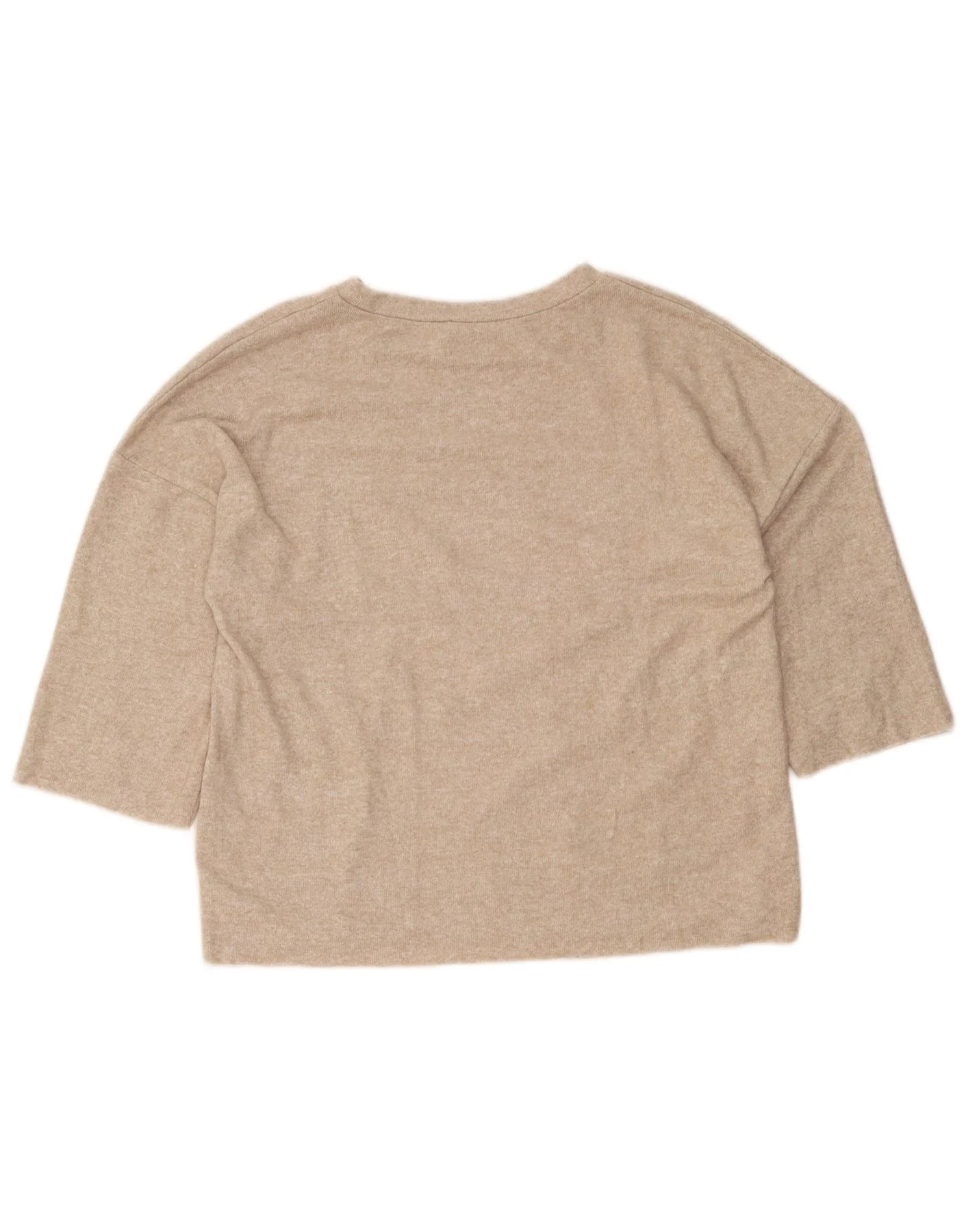 Zara Womens Trafaluc Pullover Top 3/4 Sleeve UK 10 Small Beige Flecked - Image 2