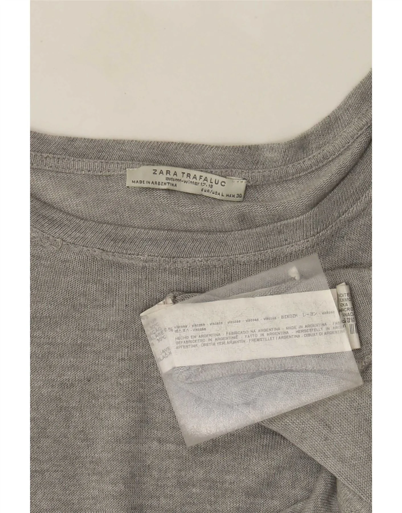 Zara Womens Trafaluc Top Long Sleeve UK 14 Large Grey Flecked Viscose - Image 3
