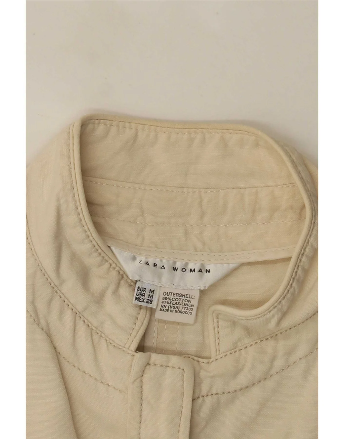 Zara Womens Utility Jacket UK 12 Medium Beige Cotton - Image 4