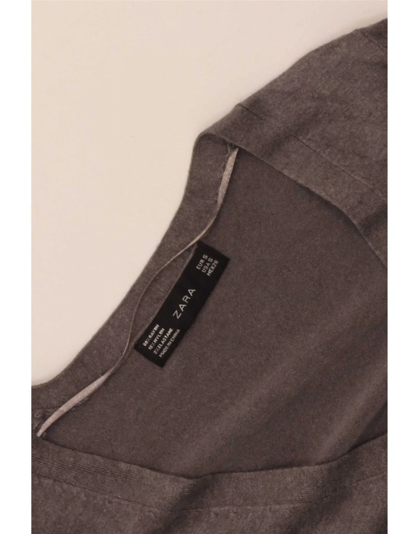 Zara Womens V-Neck Jumper Sweater UK 10 Small Grey Rayon - Image 3