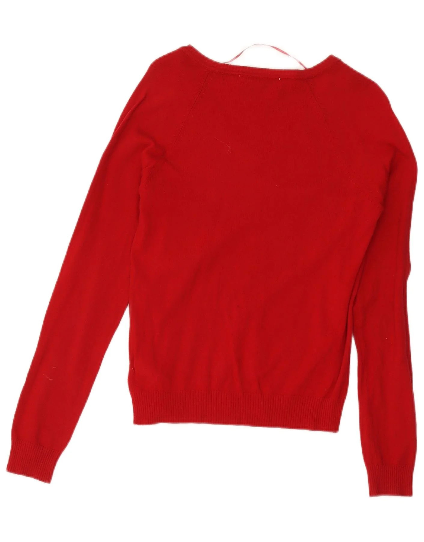 Zara Womens V-Neck Jumper Sweater UK 12 Medium Red Cotton - Image 2