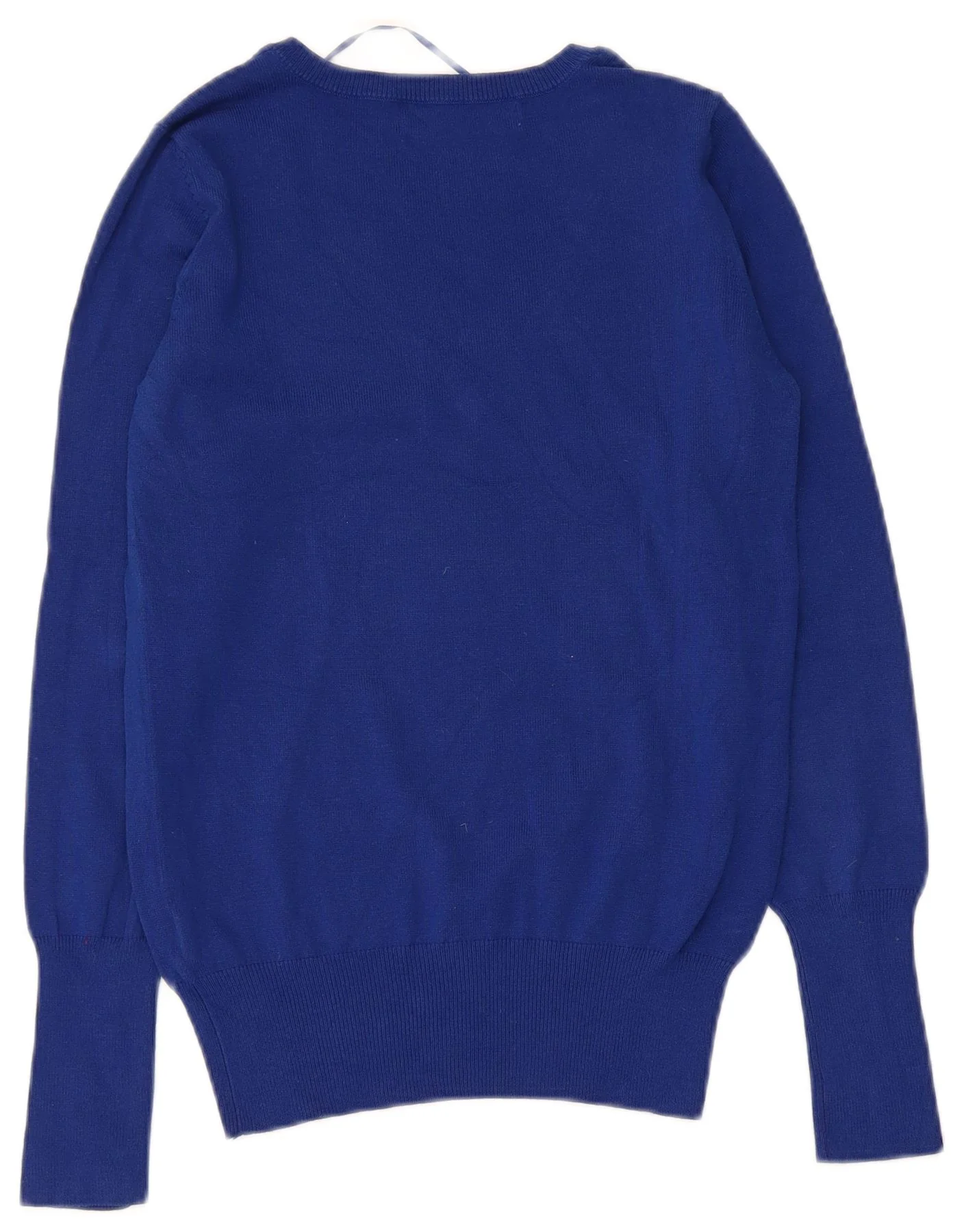 Zara Womens V-Neck Jumper Sweater UK 14 Large Blue Cotton - Image 2