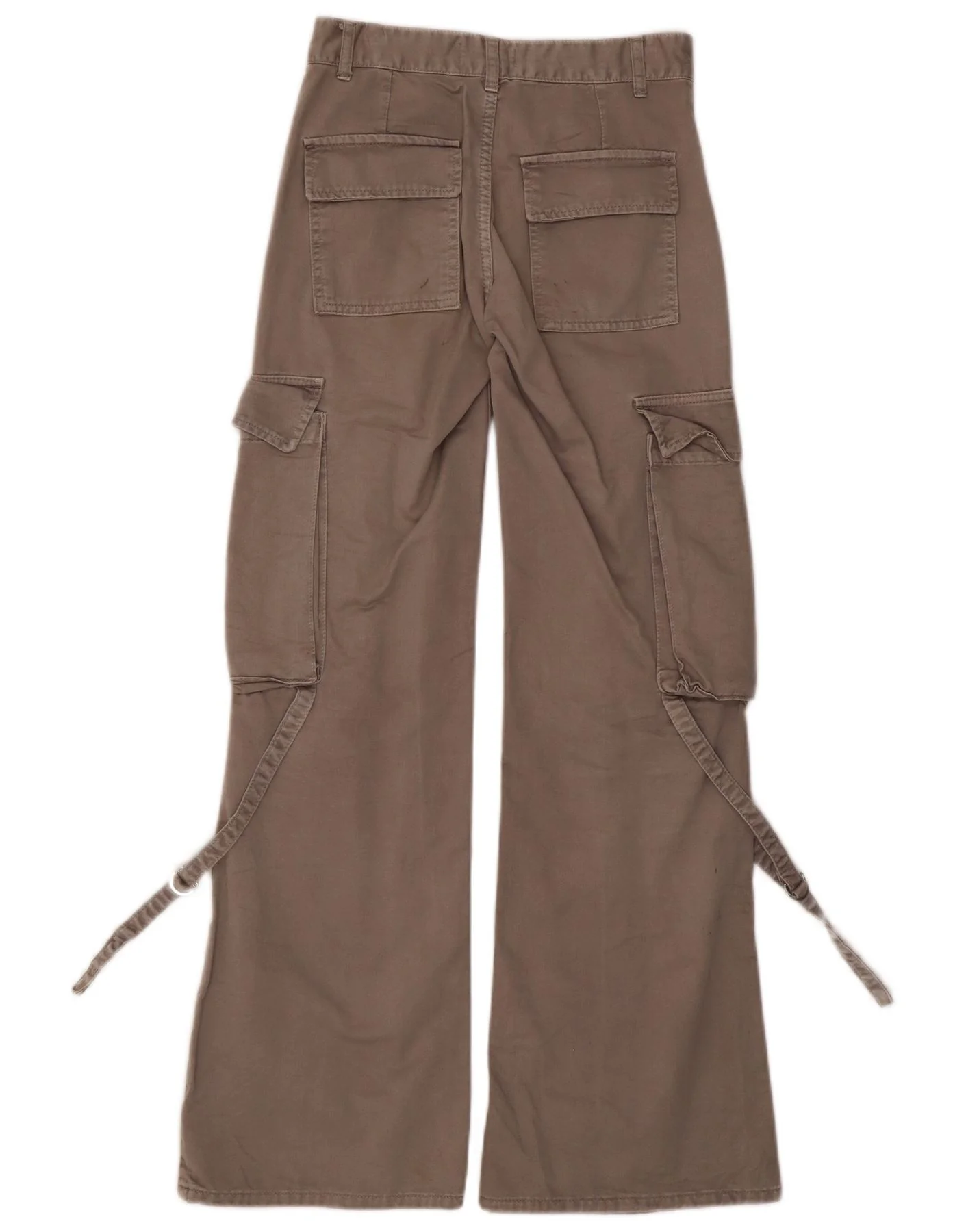 Zara Womens Wide Leg Cargo Trousers EU 32 2XS W22 L31 Grey Cotton - Image 2