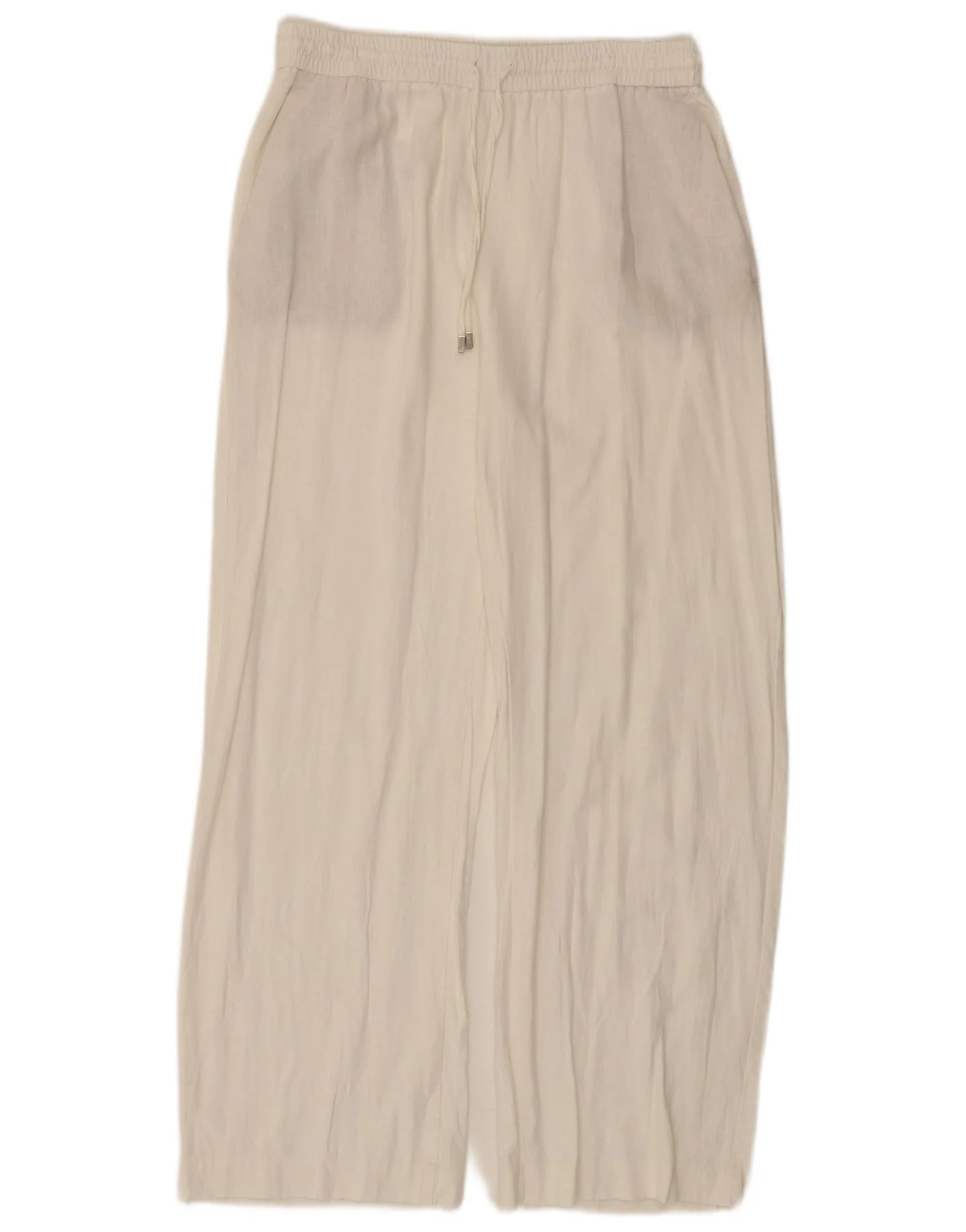 Zara Womens Wide Leg Casual Trousers Large W30 L28 White Viscose