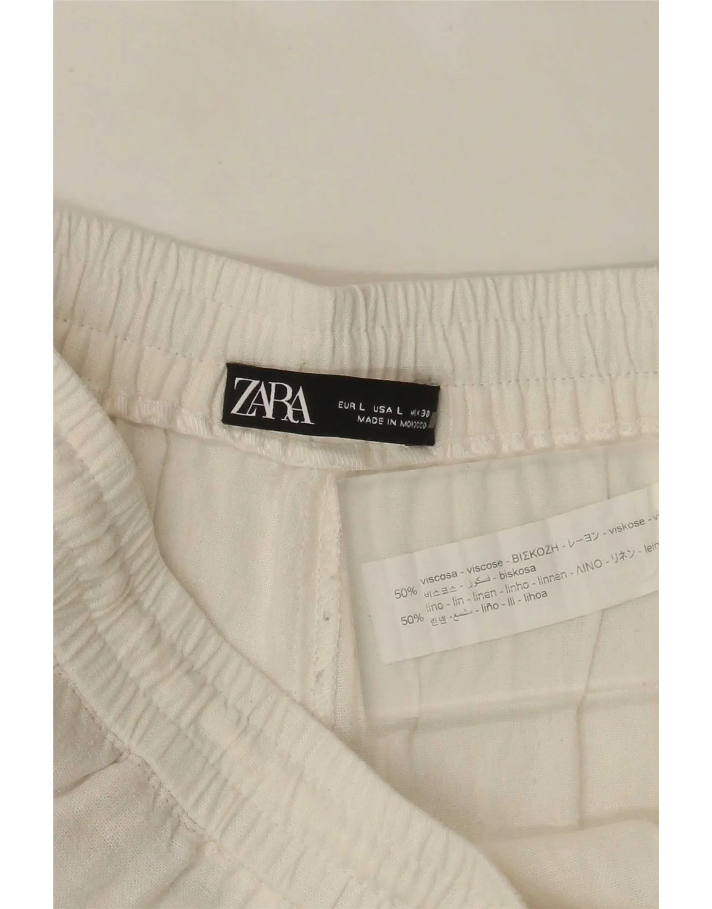 Zara Womens Wide Leg Casual Trousers Large W30 L28 White Viscose - Image 4
