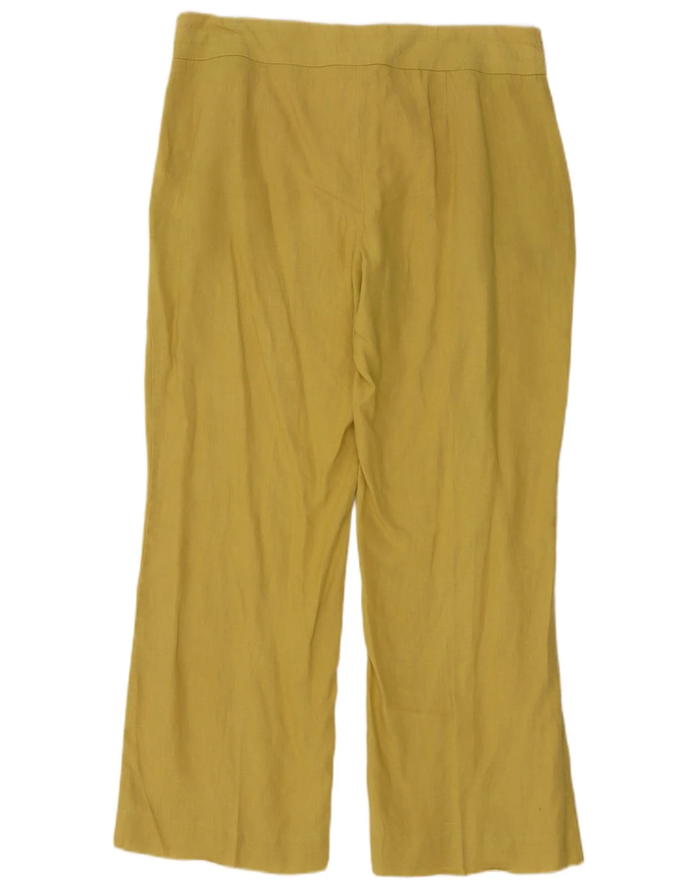 Zara Womens Wide Leg Casual Trousers XL W32 L30 Yellow Linen - Image 2