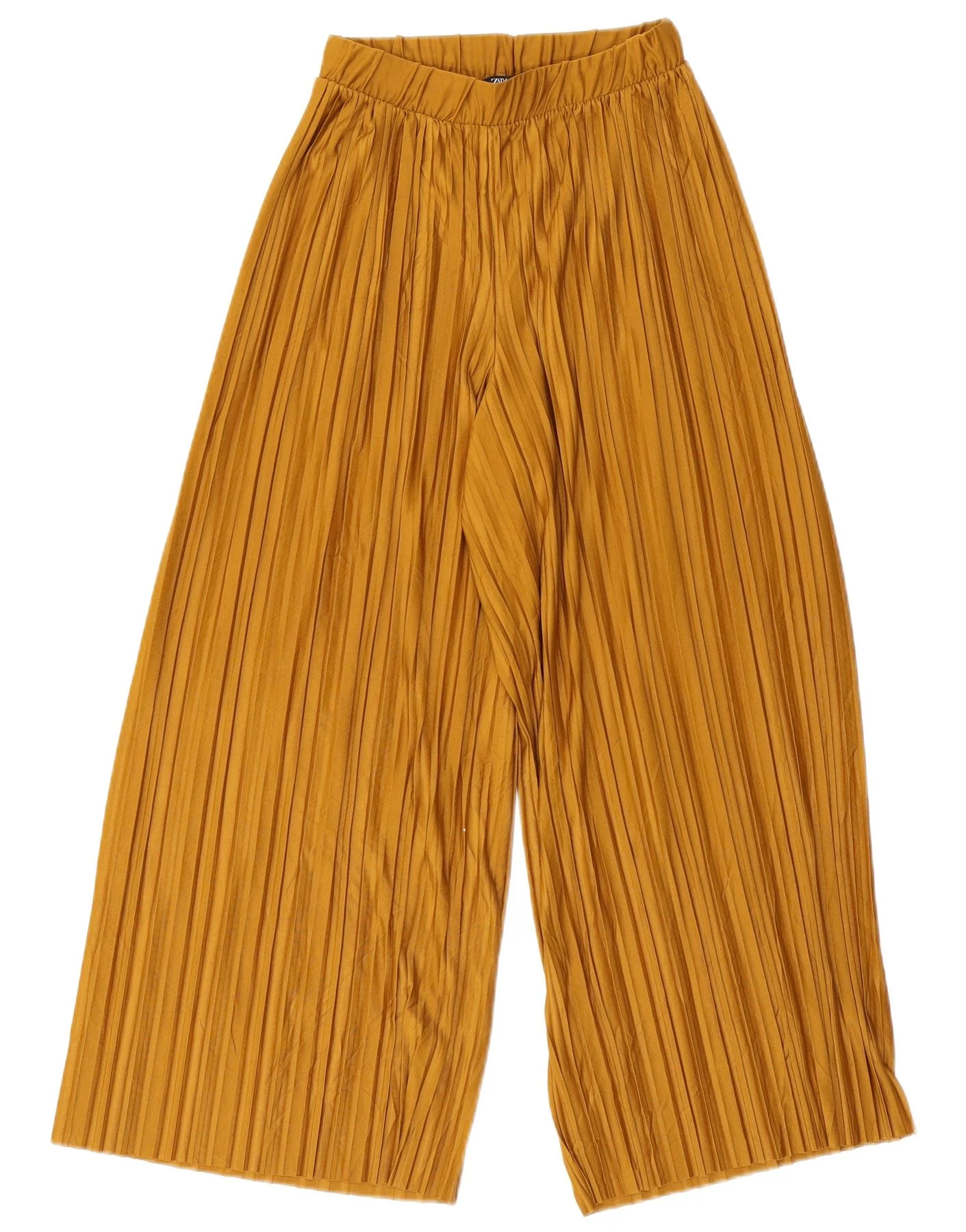 Zara Womens Wide Leg Cropped Trousers Small W26 L23 Beige Polyester